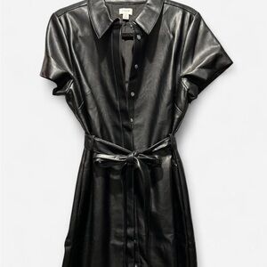 J. Crew Black Faux Leather Mini Dress